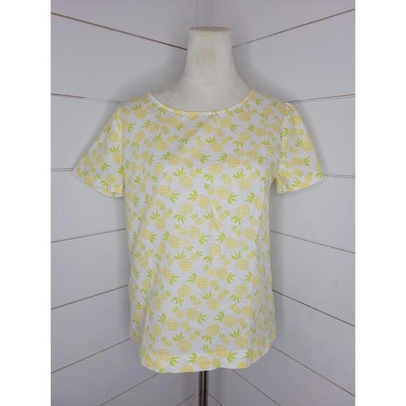 J. Crew Tops - J Crew small white with pineapples blouse